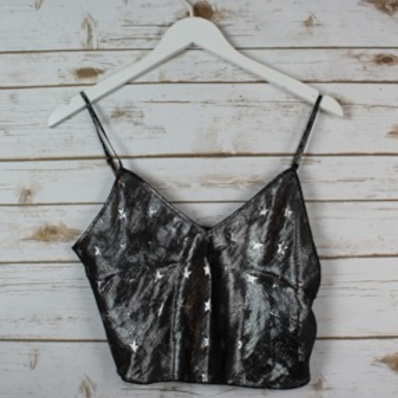 Anna Sui Silver Grey Metallic Star Crop Tank - Picture 2 of 5